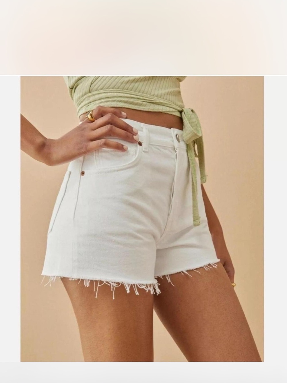 Reformation Charlie High Rise Jean Short White Cotton Button Fly sz 27